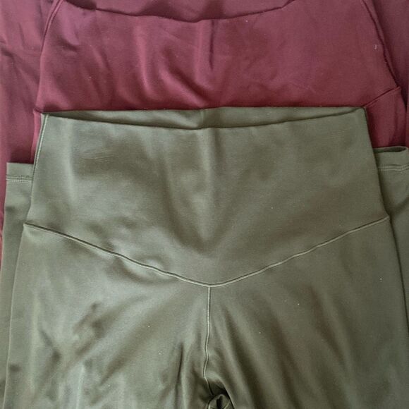Offline by Aerie Real‎ Me 7/8 High Rise Leggings Olive Green and Wine Maroon Red